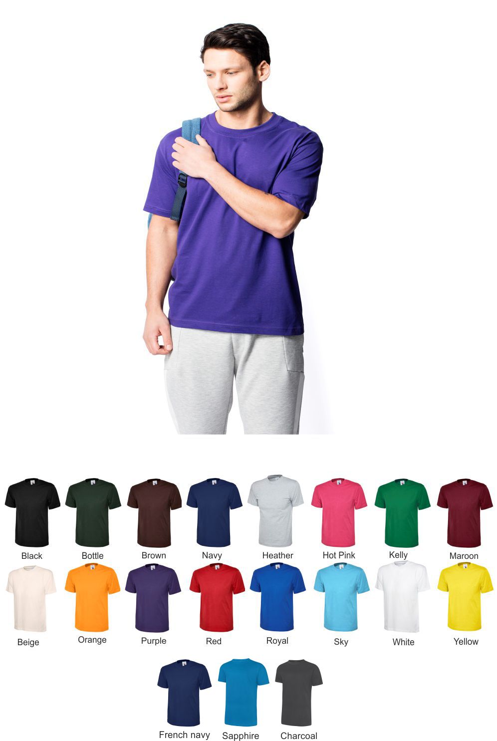 Uneek UC301 Classic Tee Shirt colours